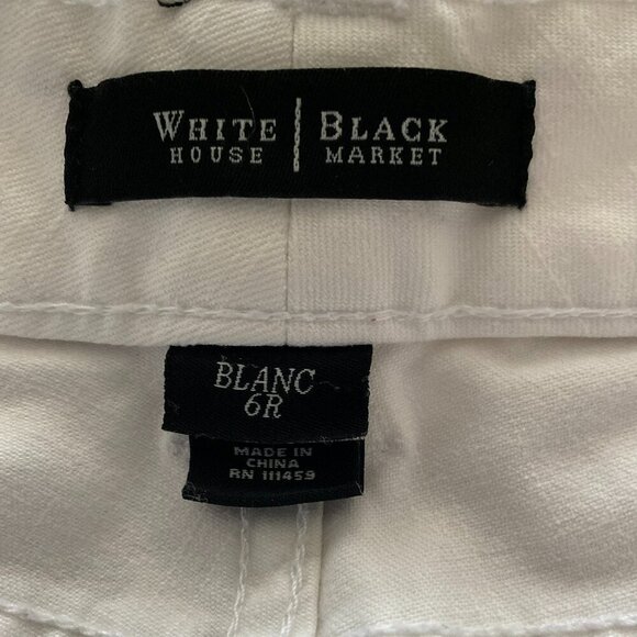 WHITE HOUSE BLACK MARKET WHITE DENIM CLASSICJEANS MEDIUM RISE STRAIGHT FIT SZ 6R - Picture 4 of 6